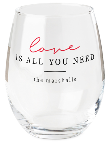 Scripted Love Is All Printed Wine Glass, Printed Wine, Set of 1, White