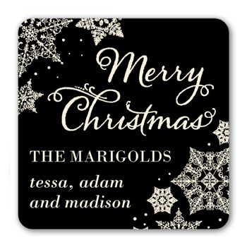 Framed In Snowflakes Stickers, StickersBlack