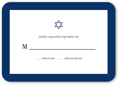Basic Color Frame Bar Mitzvah Response Card, White, 100% Recycled Cardstock , Rounded, White
