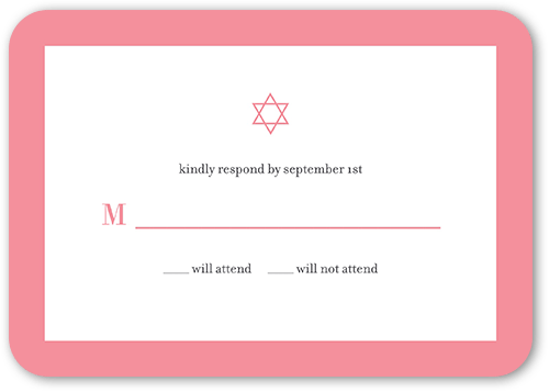 Classic Color Frame Bat Mitzvah Response Card, White, Matte, Signature Smooth Cardstock, Rounded, White