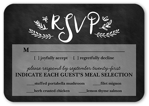 Love And Laughter Forever Wedding Response Card, Black, 100% Recycled Cardstock , Rounded