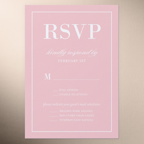 Pink Wedding RSVP Card