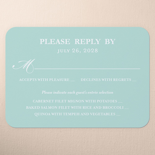 Picture Perfect Couple Wedding Response Card, Green, Matte, Signature Smooth Cardstock, Rounded