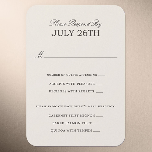Glowing Bright Wedding Response Card, Beige, Matte, Signature Smooth Cardstock, Rounded