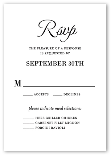 Basic Union Wedding Response Card, White, Matte, Pearl Shimmer Cardstock, Square
