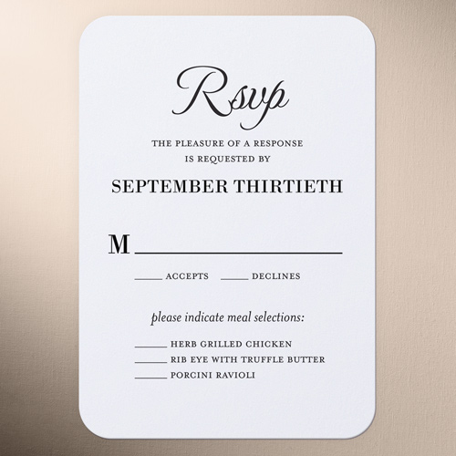 Basic Union Wedding Response Card, White, Matte, Signature Smooth Cardstock, Rounded