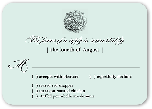 Grandeur Affair Wedding Response Card, Blue, 100% Recycled Cardstock , Rounded