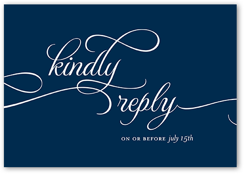 Classic Calligraphy Wedding Response Card, Blue, Matte, Signature Smooth Cardstock, Square, Navy