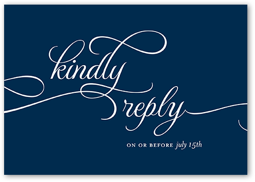 Classic Calligraphy Wedding Response Card, Blue, Matte, 100% Recycled Cardstock ?, Square