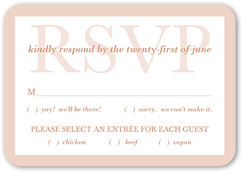 Brilliant Overlay Wedding Response Card, Beige, 100% Recycled Cardstock , Rounded, Pueblo