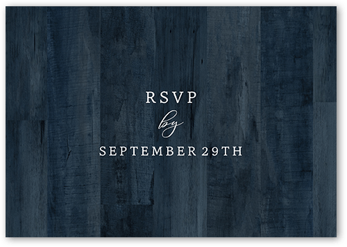 Simple Woodgrain Wedding Response Card, Blue, Matte, Pearl Shimmer Cardstock, Square