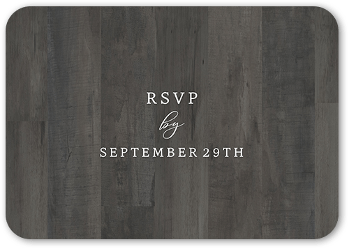 Simple Woodgrain Wedding Response Card, Gray, Matte, Signature Smooth Cardstock, Rounded