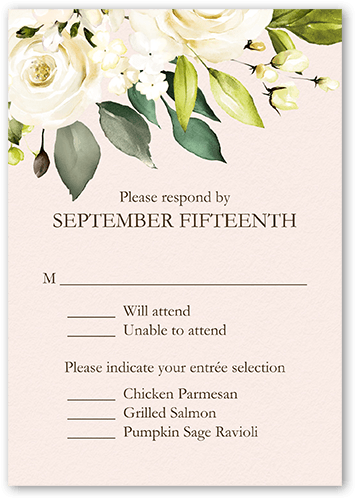 Blooming Beauty Wedding Response Card, Pink, Matte, Pearl Shimmer Cardstock, Square