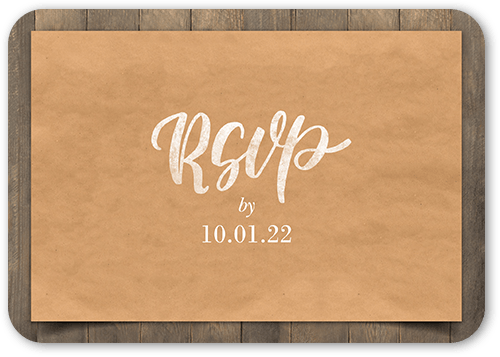 Rustic Scroll Wedding Response Card, Brown, Matte, Signature Smooth Cardstock, Rounded