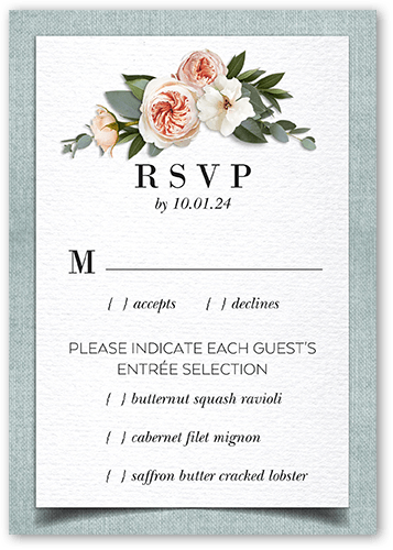 Bohemian Flowers Wedding Response Card, Green, Matte, Signature Smooth Cardstock, Square