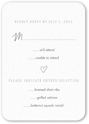 Simply Always Forever Wedding Response Card, White, Pearl Shimmer Cardstock, Rounded, White