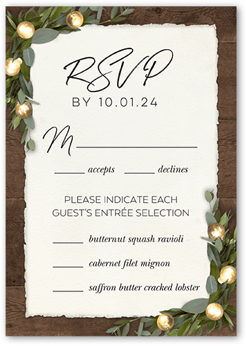 Rustic Dreams Wedding Response Card, Brown, Matte, 100% Recycled Cardstock , Square