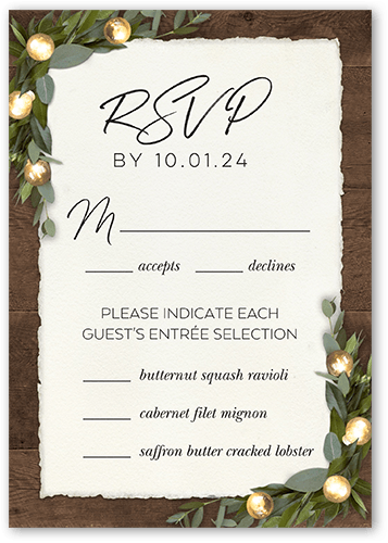 Rustic Dreams Wedding Response Card, Brown, Matte, Pearl Shimmer Cardstock, Square