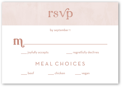 Classically Textured Wedding Response Card, Pink, Matte, 100% Recycled Cardstock , Square, Desert Rose