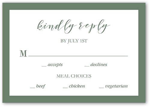 Botanical Edge Wedding Response Card, White, Matte, Signature Smooth Cardstock, Square