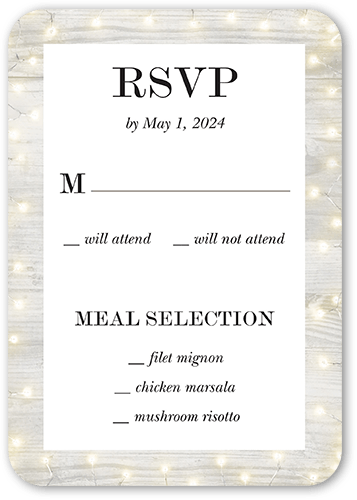 Glowing Edges Wedding Response Card, Gray, Matte, Signature Smooth Cardstock, Rounded