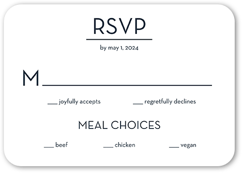 Simple Silhouette Wedding Response Card, Black, Pearl Shimmer Cardstock, Rounded, Silhouette