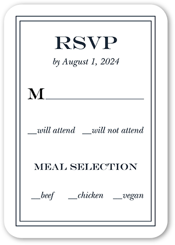 Classic Simple Script Wedding Response Card, Black, Matte, Signature Smooth Cardstock, Rounded, Silhouette