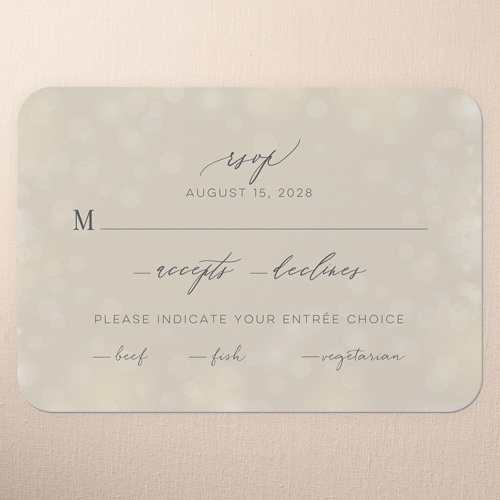 Twinkling Curtain Wedding Response Card, Gray, 100% Recycled Cardstock , Rounded, Gray