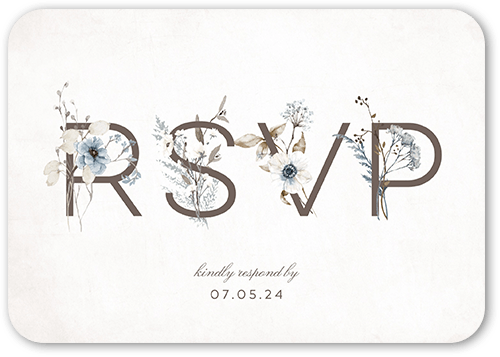 Wildflowers Wedding Response Card, Grey, Matte, Signature Smooth Cardstock, Rounded, Whisper Gray