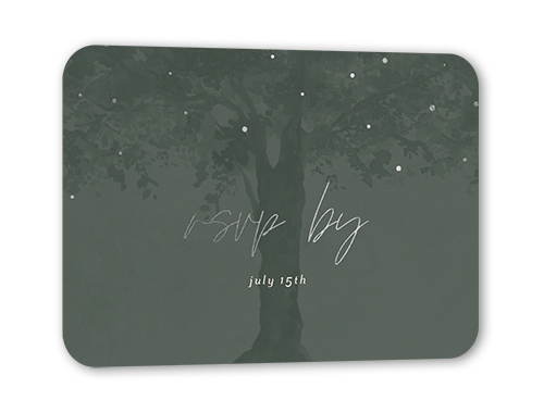 Backyard Twinkle Wedding Response Card, Silver Foil, Beige, Signature Smooth Cardstock, Rounded, Quarry