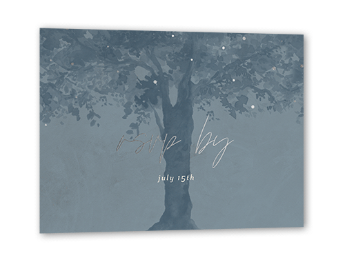 Backyard Twinkle Wedding Response Card, Silver Foil, Grey, Matte, Pearl Shimmer Cardstock, Square, Storm