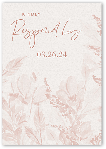 Dusty Blooms Wedding Response Card, Pink, Matte, Signature Smooth Cardstock, Square