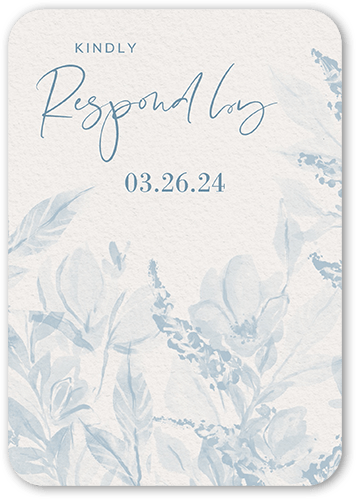 Dusty Blooms Wedding Response Card, Blue, Matte, Signature Smooth Cardstock, Rounded, Marine Layer