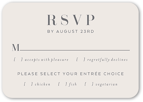 Shimmering Style Wedding Response Card, White, Pearl Shimmer Cardstock, Rounded, White