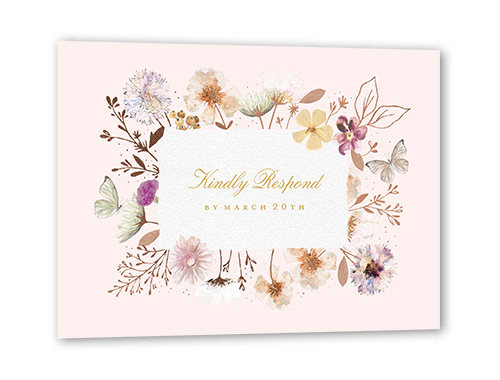 Fairy Tale Wedding Wedding Response Card, Rose Gold Foil, Pink, Matte, Pearl Shimmer Cardstock, Square
