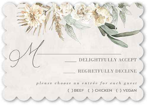Fresh And Floral Wedding Response Card, Beige, Signature Smooth Cardstock, Scallop