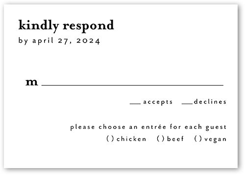 Modern Stylings Wedding Response Card, White, Matte, 100% Recycled Cardstock , Square