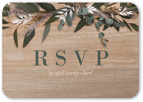Rustic Foliage Wedding Response Card, Beige, 100% Recycled Cardstock , Rounded