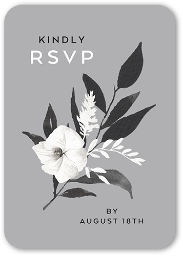 Evening Flower Wedding Response Card, Grey, Pearl Shimmer Cardstock, Rounded, Iron