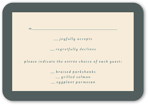 Pampas Silhouette Wedding Response Card, Grey, Pearl Shimmer Cardstock, Rounded