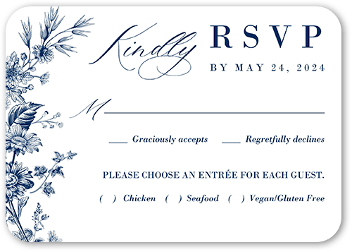 Nautical Blues Wedding Response Card, White, Pearl Shimmer Cardstock, Rounded