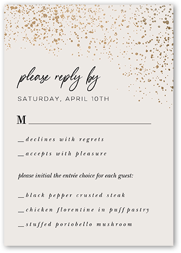 Sparks Fly Wedding Response Card, White, Matte, Pearl Shimmer Cardstock, Square