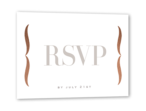 Alluring Ampersand Wedding Response Card, Rose Gold Foil, White, Matte, Signature Smooth Cardstock, Square
