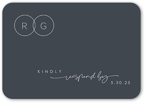 Refined Rings Wedding Response Card, Gray, Matte, Signature Smooth Cardstock, Rounded, Gray