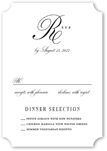 Romantic Rose Wedding Response Card, Beige, White, Pearl Shimmer Cardstock, Ticket