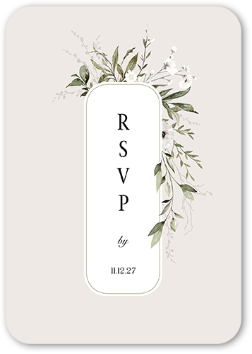 Floral Filigree Wedding Response Card, Gray, Pearl Shimmer Cardstock, Rounded