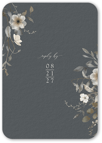 Blissful Bloom Wedding Response Card, Gray, Pearl Shimmer Cardstock, Rounded