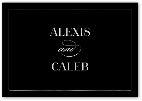 Elegantly Engaged Wedding Response Card, Black, Matte, Pearl Shimmer Cardstock, Square
