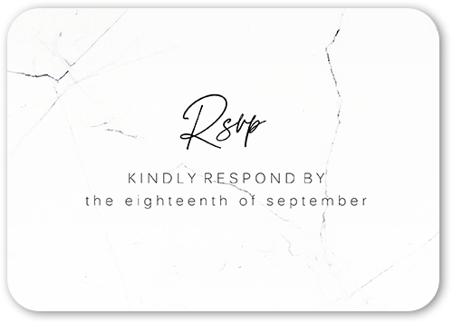 Married Marble Wedding Response Card, White, Pearl Shimmer Cardstock, Rounded, White