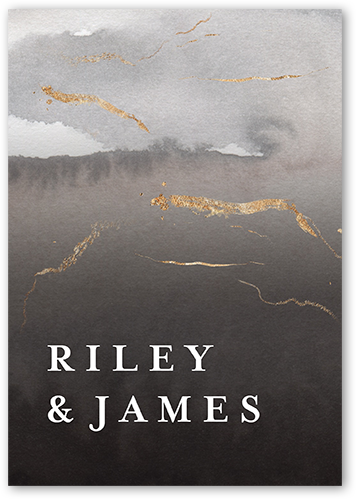 Weathered Wash Wedding Response Card, Gray, Matte, Pearl Shimmer Cardstock, Square, Gray